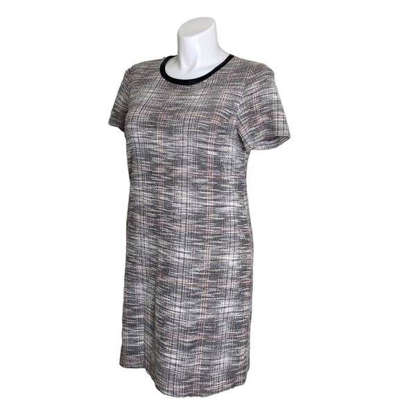 Tommy Hilfiger Gray London Tweed Shift Dress, Faux Leather Neckline Women’s 14 - Picture 8 of 10